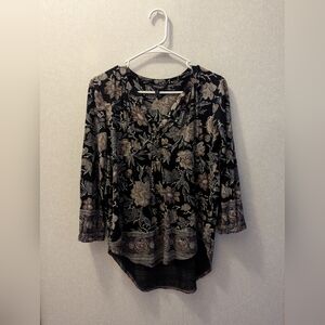 Lucky Brand Patterned Quarter Sleeve Blouse